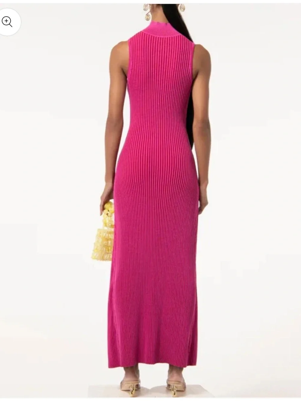 cult gaia liora pink sleeveless ribbed knit Maxi Dress with Tie Detail medium - Picture 4 of 11